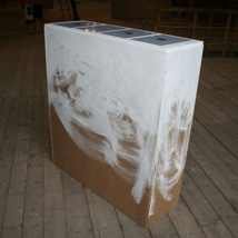 claudia schumann, installationview, PORNO TOTAL ILLEGAL, 2007, 105 x 35 x 115 cm, wood, photography, each 30 x 21 cm